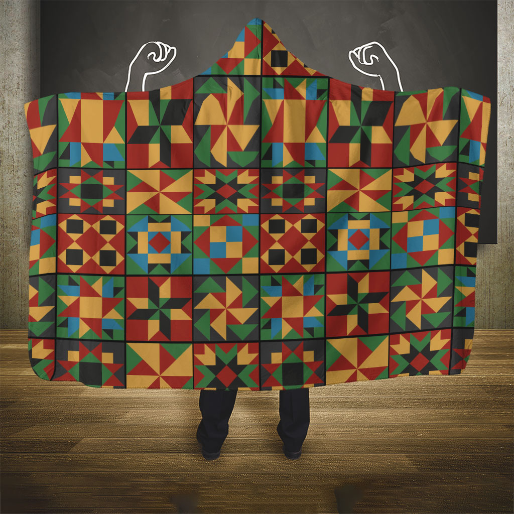 African American Quilt Inspired Hooded Blanket Freedom Quilt Symbolic Patchwork