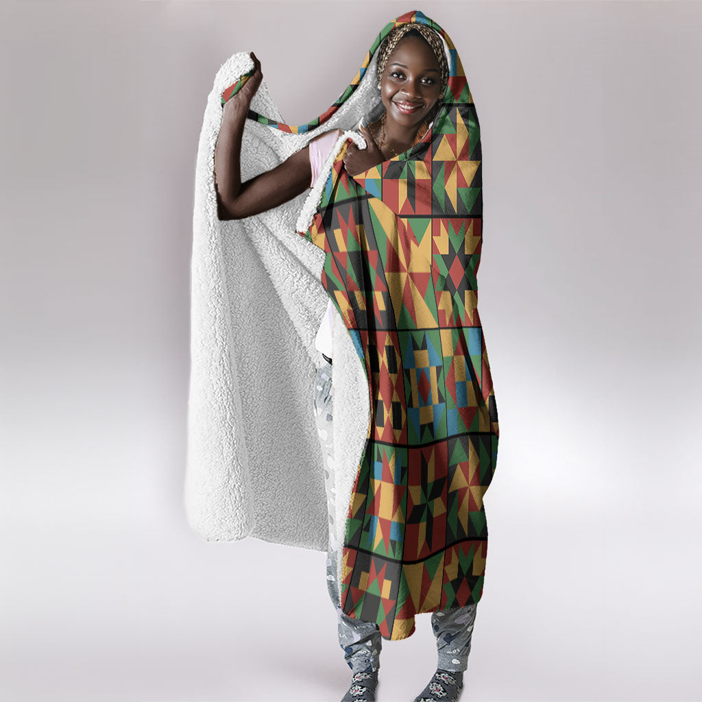 African American Quilt Inspired Hooded Blanket Freedom Quilt Symbolic Patchwork
