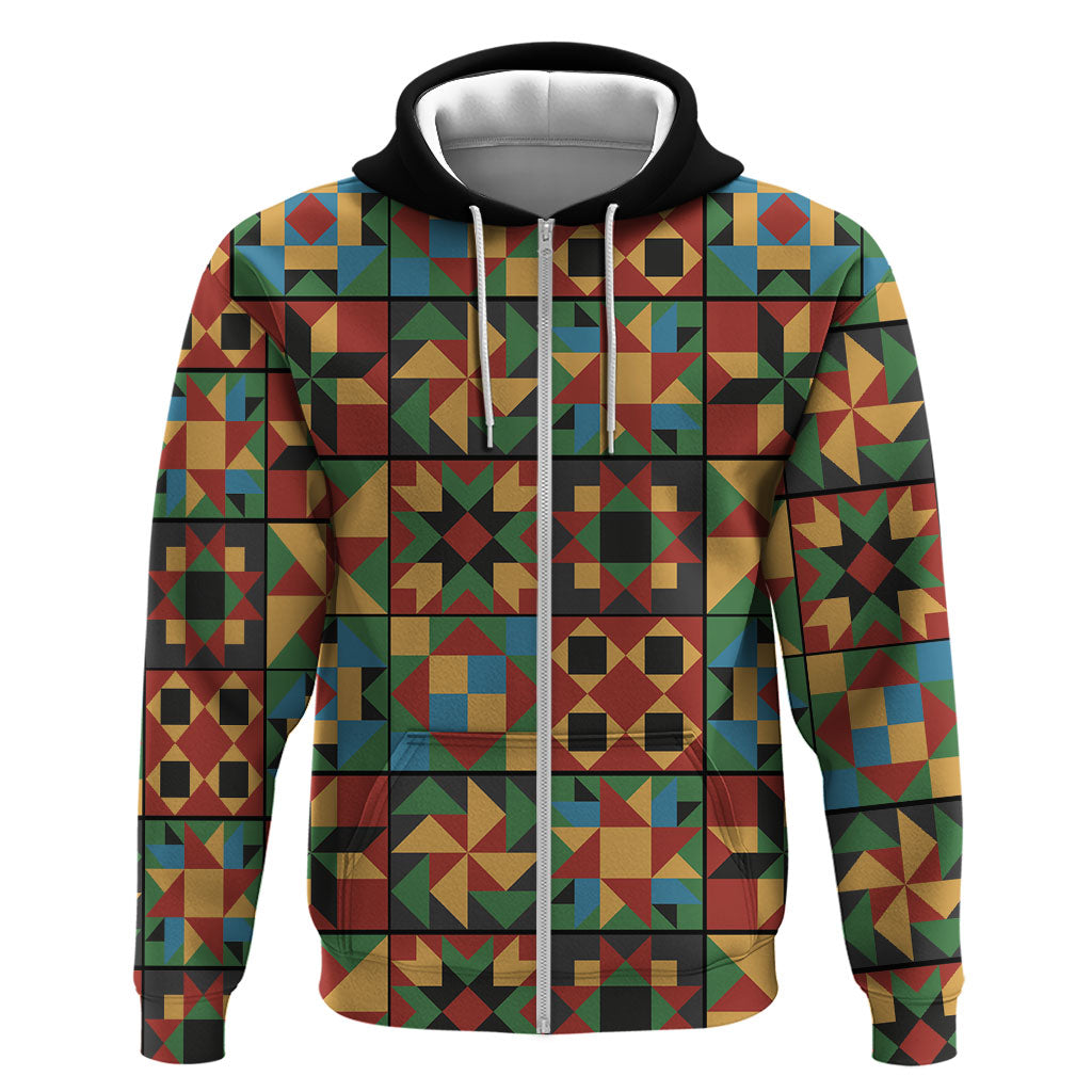 African American Quilt Inspired Hoodie Freedom Quilt Symbolic Patchwork