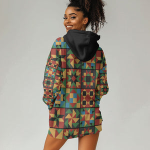African American Quilt Inspired Hoodie Dress Freedom Quilt Symbolic Patchwork