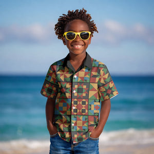 African American Quilt Inspired Kid Hawaiian Shirt Freedom Quilt Symbolic Patchwork