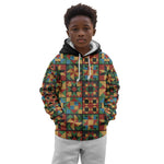 African American Quilt Inspired Kid Hoodie Freedom Quilt Symbolic Patchwork