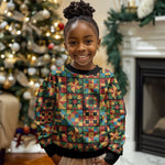 African American Quilt Inspired Kid Ugly Christmas Sweater Freedom Quilt Symbolic Patchwork
