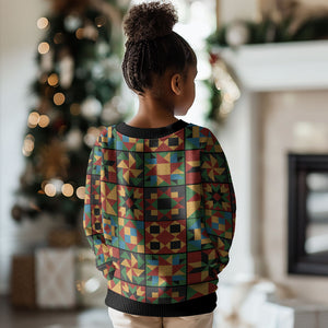 African American Quilt Inspired Kid Ugly Christmas Sweater Freedom Quilt Symbolic Patchwork