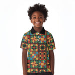 African American Quilt Inspired Kid Polo Shirt Freedom Quilt Symbolic Patchwork