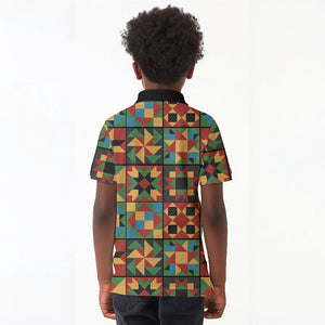 African American Quilt Inspired Kid Polo Shirt Freedom Quilt Symbolic Patchwork