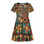 African American Quilt Inspired Kid Short Sleeve Dress Freedom Quilt Symbolic Patchwork