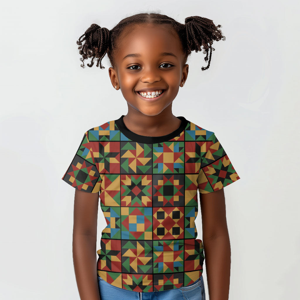 African American Quilt Inspired Kid T shirt Freedom Quilt Symbolic Patchwork