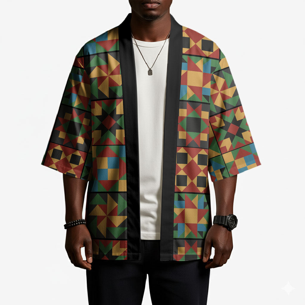 African American Quilt Inspired Kimono Freedom Quilt Symbolic Patchwork