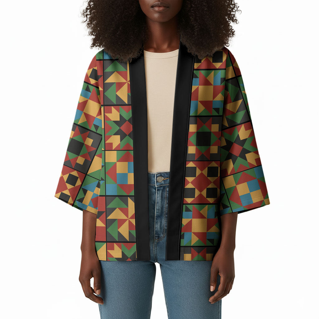 African American Quilt Inspired Kimono Freedom Quilt Symbolic Patchwork