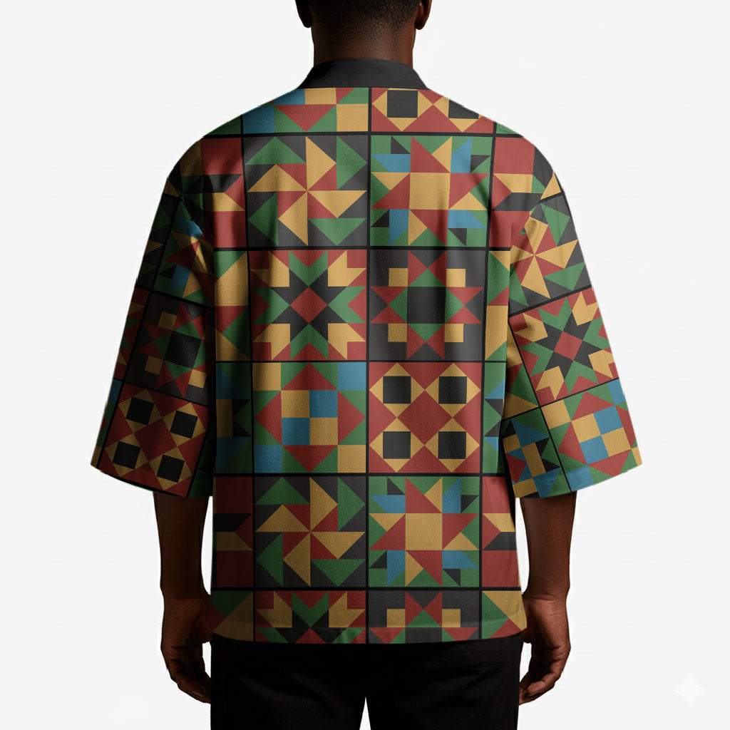 African American Quilt Inspired Kimono Freedom Quilt Symbolic Patchwork