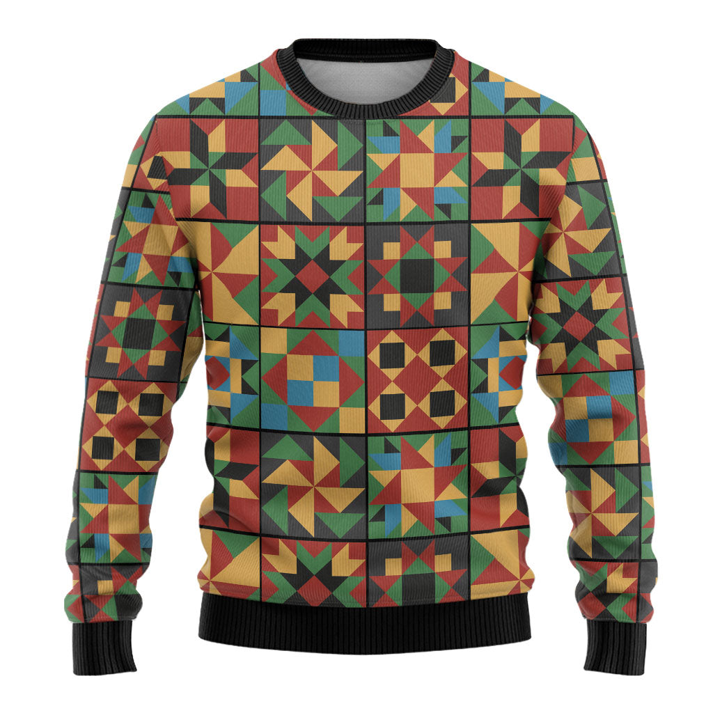 African American Quilt Inspired Ugly Christmas Sweater Freedom Quilt Symbolic Patchwork