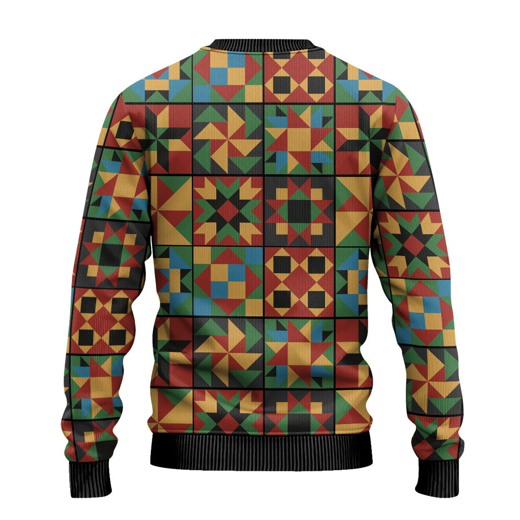 African American Quilt Inspired Ugly Christmas Sweater Freedom Quilt Symbolic Patchwork