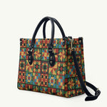 African American Quilt Inspired Leather Bag Freedom Quilt Symbolic Patchwork