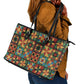 African American Quilt Inspired Leather Tote Bag Freedom Quilt Symbolic Patchwork