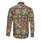 African American Quilt Inspired Long Sleeve Button Shirt Freedom Quilt Symbolic Patchwork