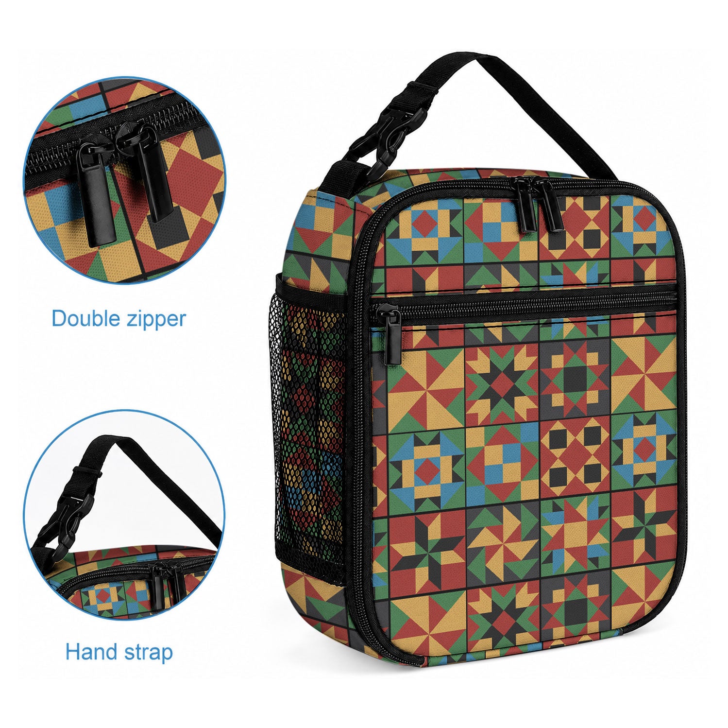 African American Quilt Inspired Lunch Bag Freedom Quilt Symbolic Patchwork