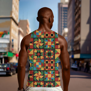 African American Quilt Inspired Men Tank Top Freedom Quilt Symbolic Patchwork