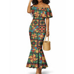 African American Quilt Inspired Mermaid Dress Freedom Quilt Symbolic Patchwork