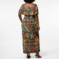 African American Quilt Inspired Off Shoulder Maxi Dress Freedom Quilt Symbolic Patchwork