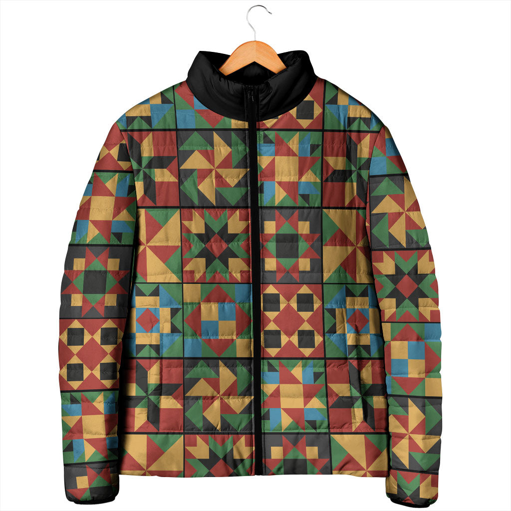 African American Quilt Inspired Padded Jacket Freedom Quilt Symbolic Patchwork