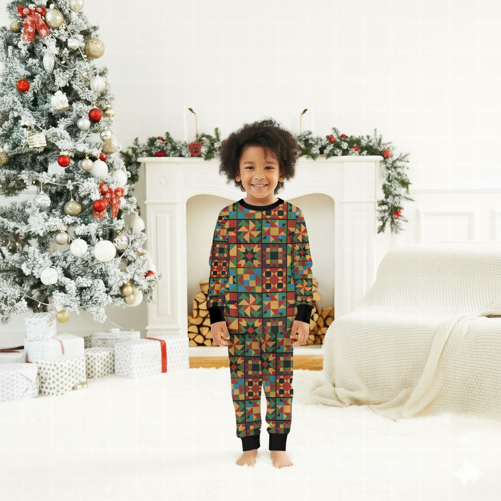 African American Quilt Inspired Christmas Pajama Set Freedom Quilt Symbolic Patchwork