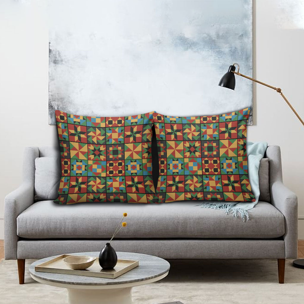 African American Quilt Inspired Pillow Cover Freedom Quilt Symbolic Patchwork
