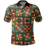 African American Quilt Inspired Polo Shirt Freedom Quilt Symbolic Patchwork