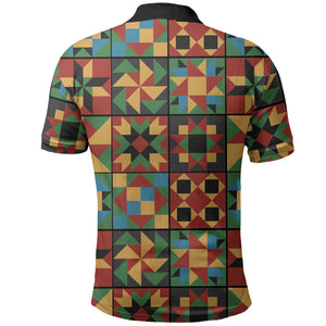 African American Quilt Inspired Polo Shirt Freedom Quilt Symbolic Patchwork