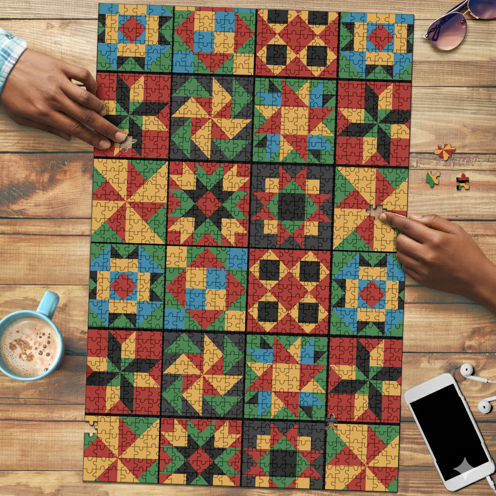 African American Quilt Inspired Puzzle Freedom Quilt Symbolic Patchwork