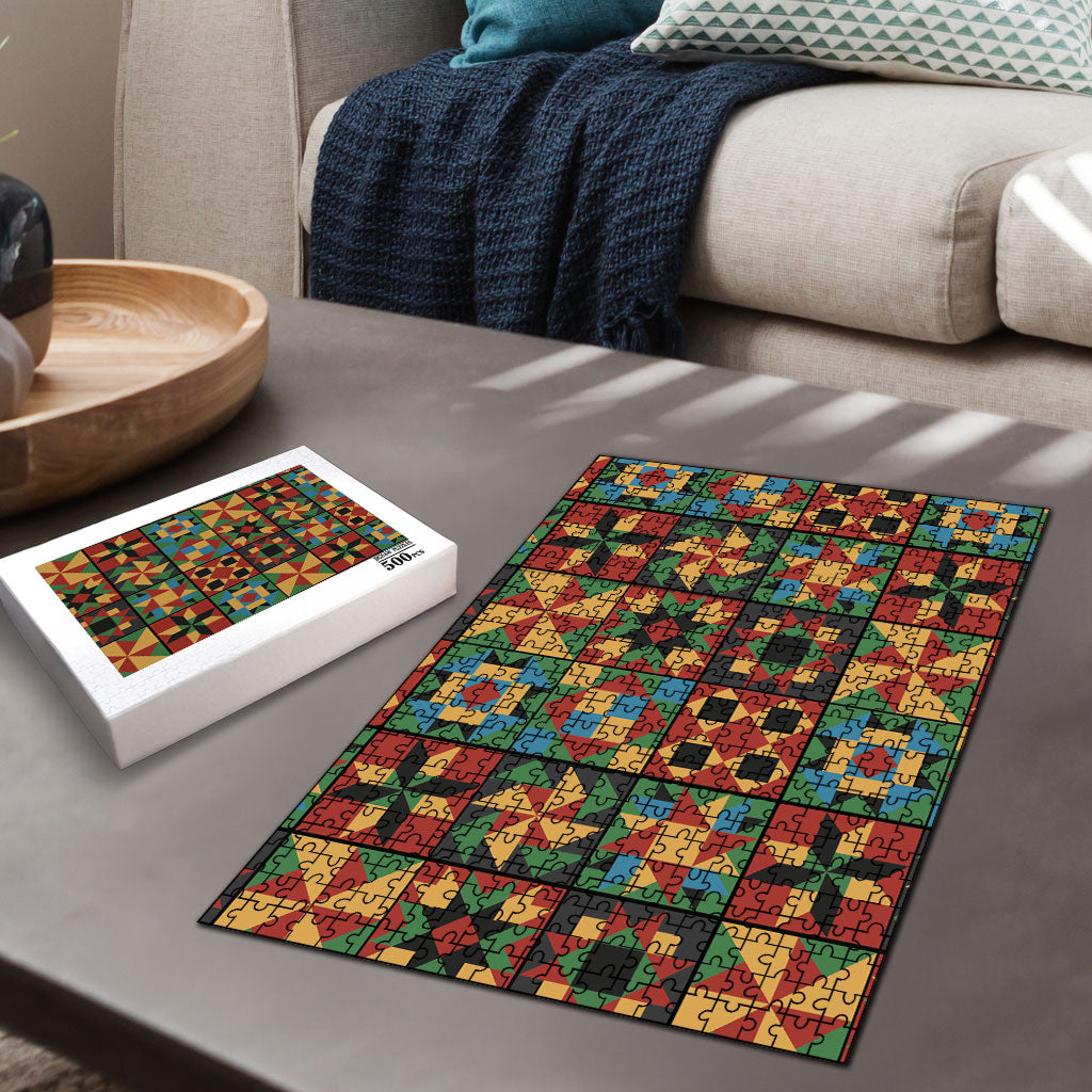 African American Quilt Inspired Puzzle Freedom Quilt Symbolic Patchwork