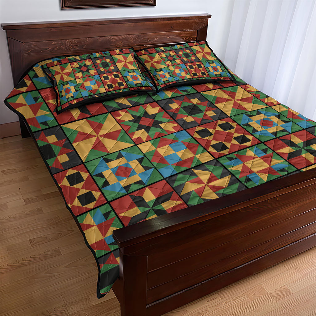 African American Quilt Inspired Quilt Bed Set Freedom Quilt Symbolic Patchwork