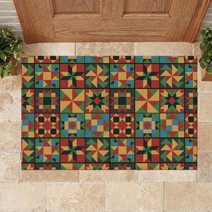 African American Quilt Inspired Rubber Doormat Freedom Quilt Symbolic Patchwork