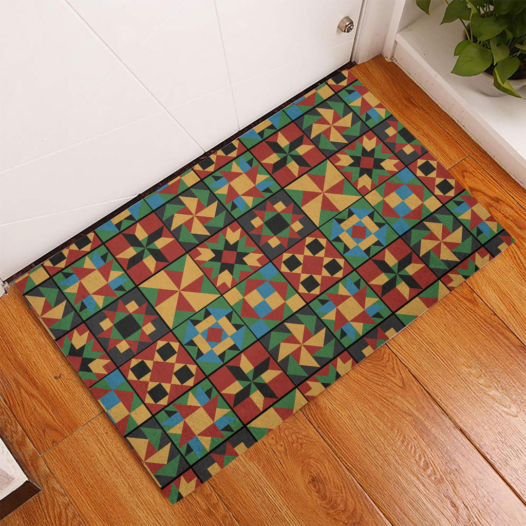 African American Quilt Inspired Rubber Doormat Freedom Quilt Symbolic Patchwork