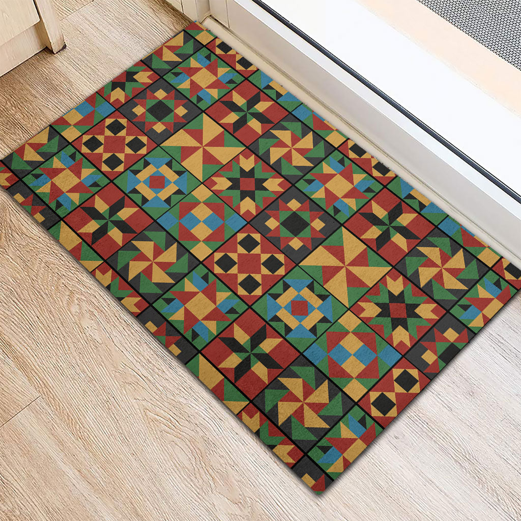 African American Quilt Inspired Rubber Doormat Freedom Quilt Symbolic Patchwork