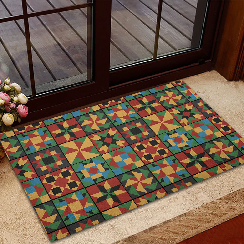 African American Quilt Inspired Rubber Doormat Freedom Quilt Symbolic Patchwork
