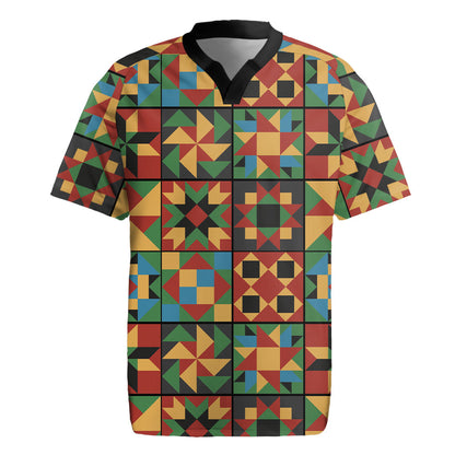 African American Quilt Inspired Rugby Jersey Freedom Quilt Symbolic Patchwork