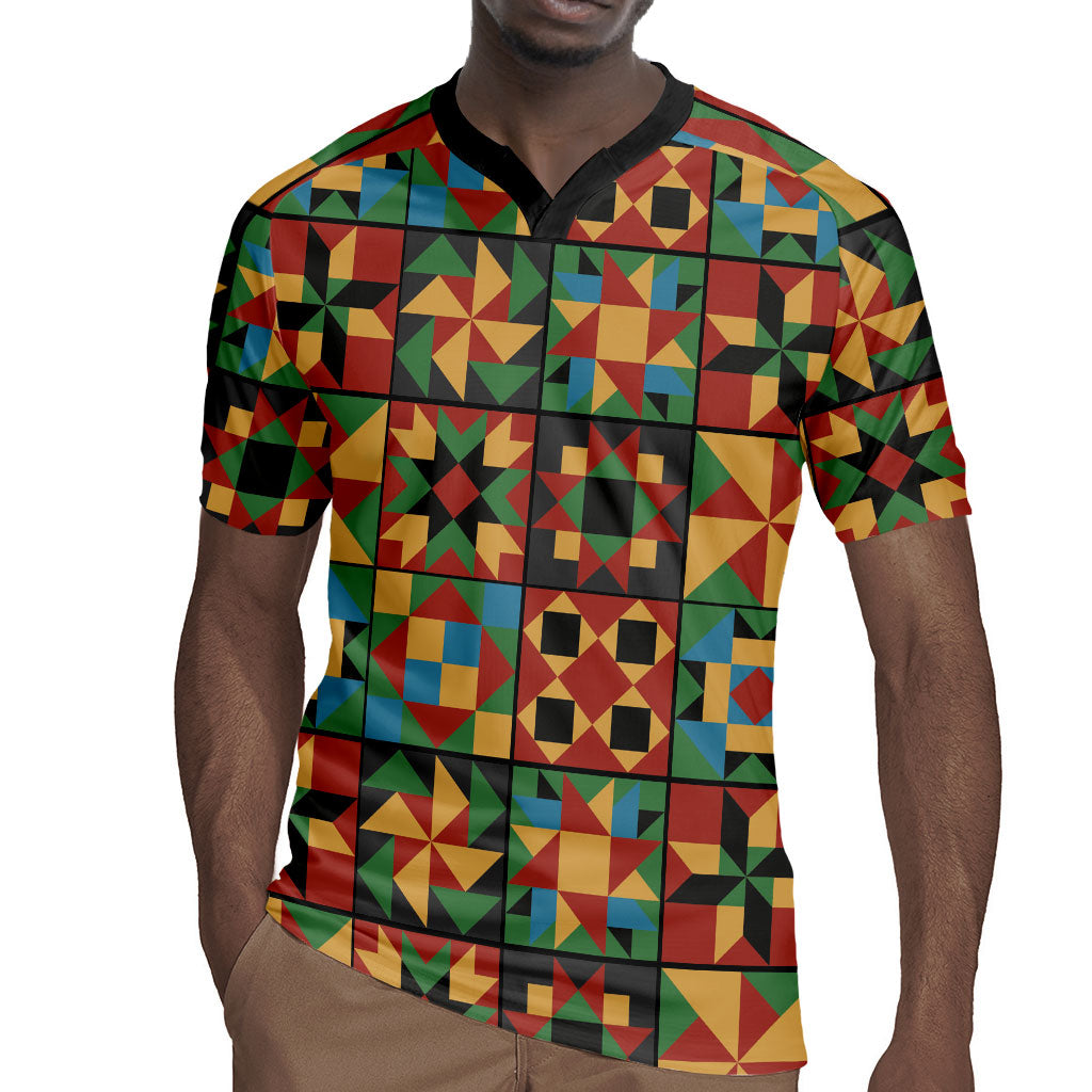 African American Quilt Inspired Rugby Jersey Freedom Quilt Symbolic Patchwork