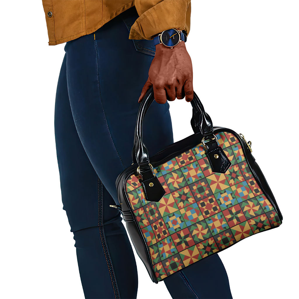 African American Quilt Inspired Shoulder Handbag Freedom Quilt Symbolic Patchwork