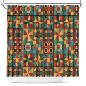 African American Quilt Inspired Shower Curtain Freedom Quilt Symbolic Patchwork