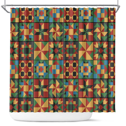 African American Quilt Inspired Shower Curtain Freedom Quilt Symbolic Patchwork