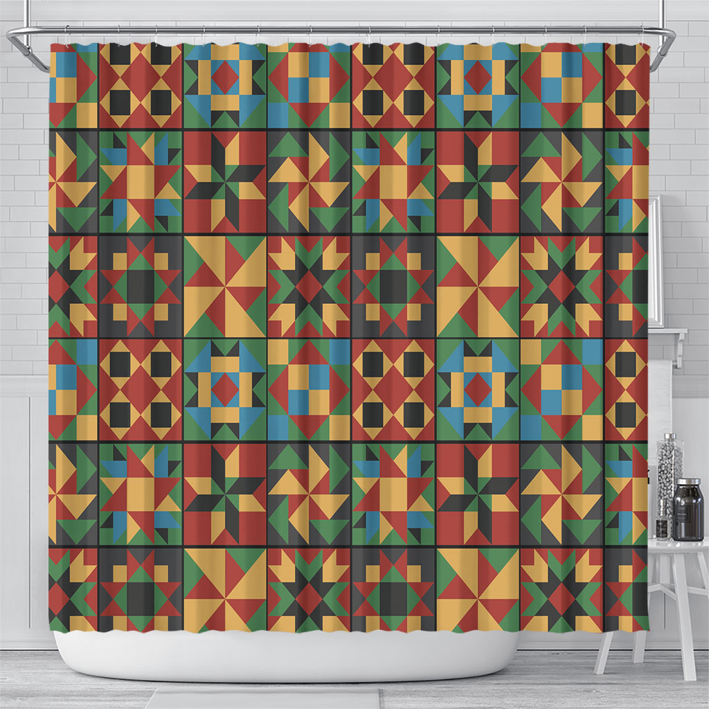 African American Quilt Inspired Shower Curtain Freedom Quilt Symbolic Patchwork