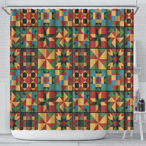 African American Quilt Inspired Shower Curtain Freedom Quilt Symbolic Patchwork