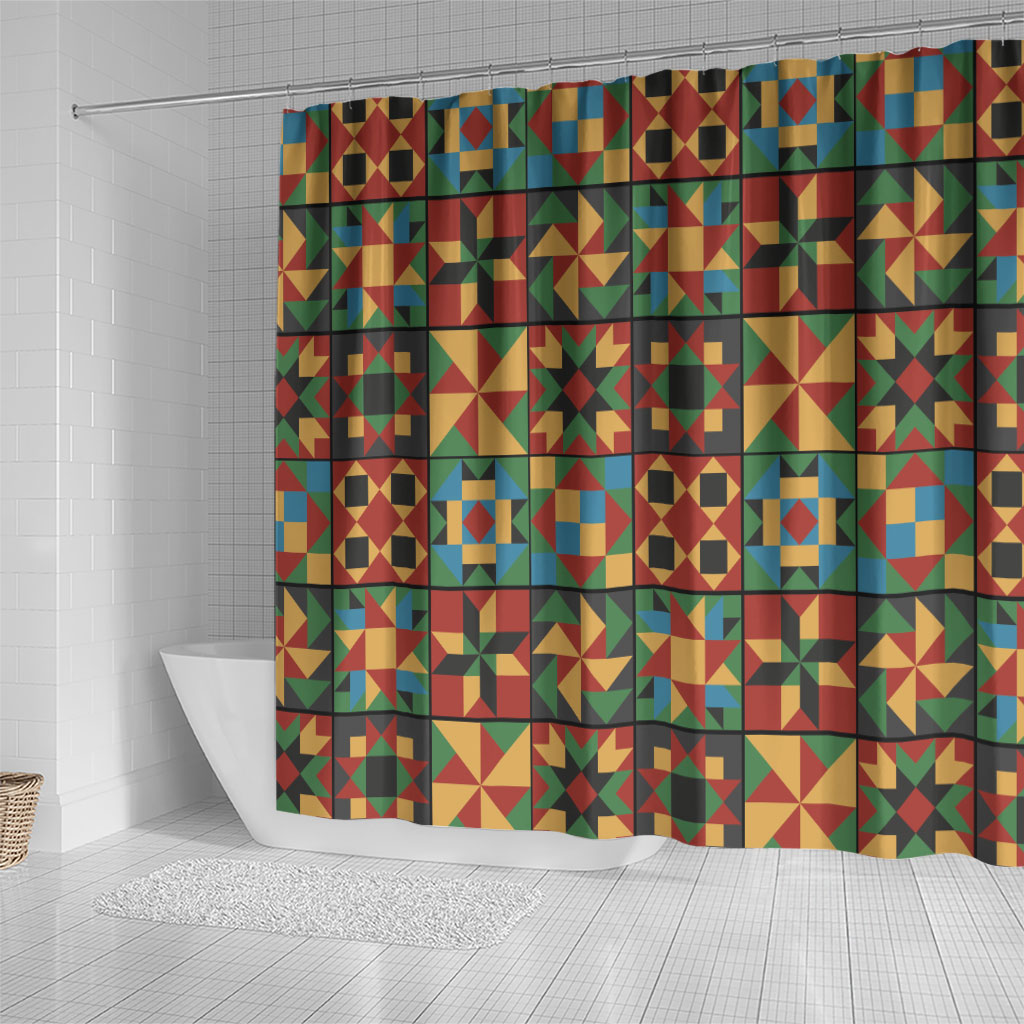 African American Quilt Inspired Shower Curtain Freedom Quilt Symbolic Patchwork