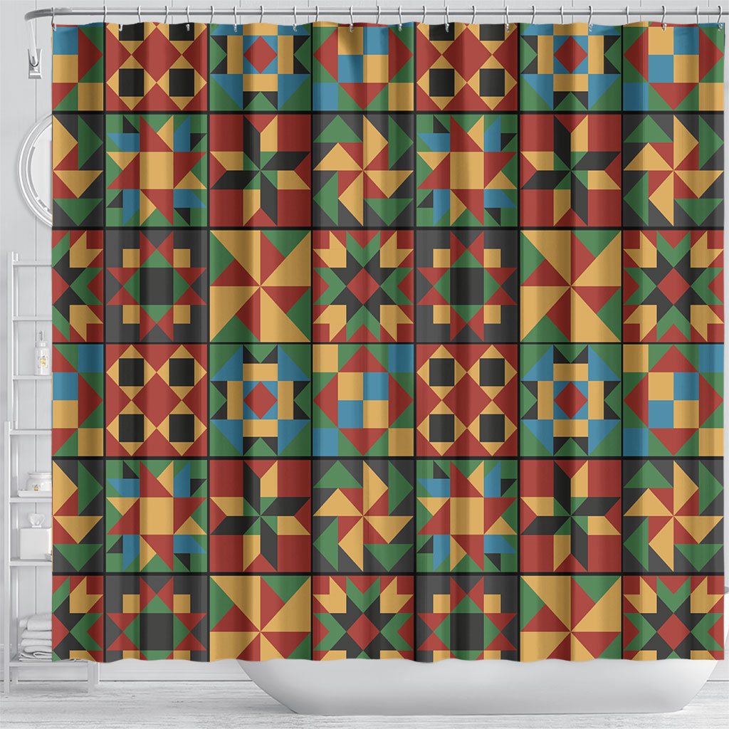 African American Quilt Inspired Shower Curtain Freedom Quilt Symbolic Patchwork