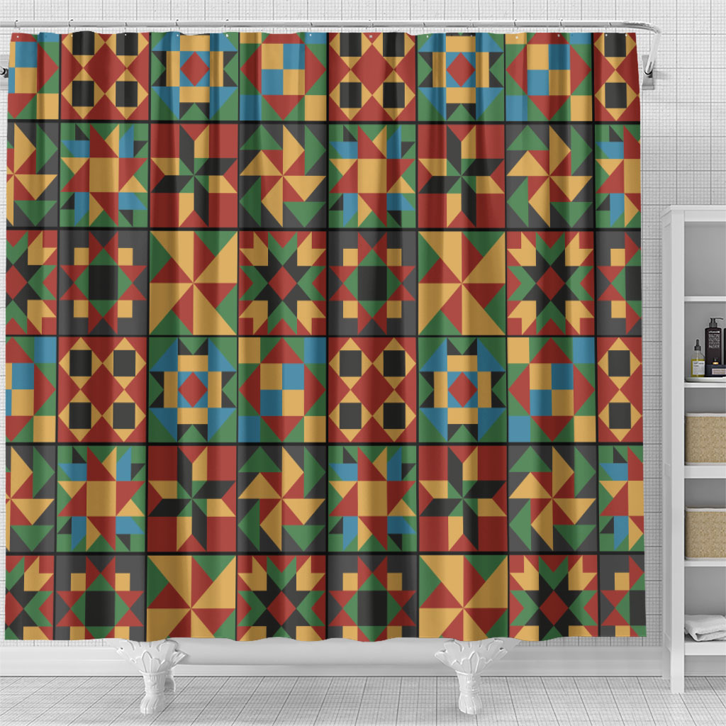 African American Quilt Inspired Shower Curtain Freedom Quilt Symbolic Patchwork