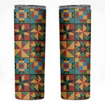 African American Quilt Inspired Skinny Tumbler Freedom Quilt Symbolic Patchwork