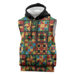 African American Quilt Inspired Sleeveless Hoodie Freedom Quilt Symbolic Patchwork