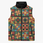 African American Quilt Inspired Sleeveless Puffer Jacket Freedom Quilt Symbolic Patchwork