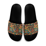African American Quilt Inspired Slide Sandals Freedom Quilt Symbolic Patchwork